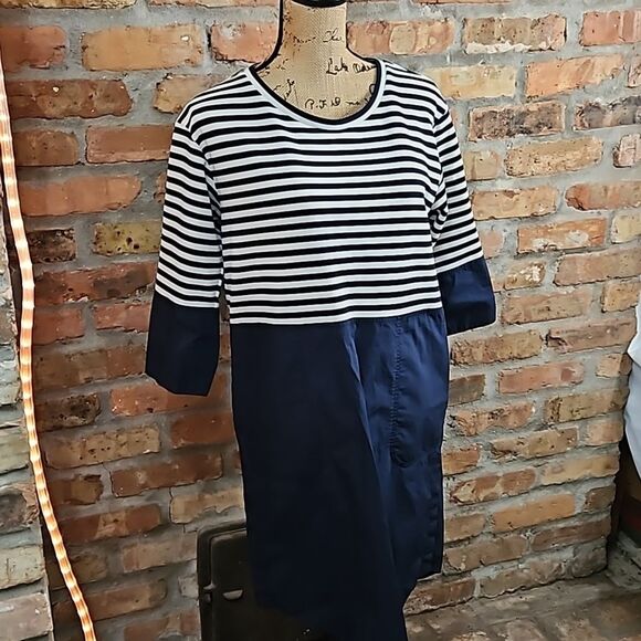COS Navy & White Oversized Striped Shift dress Small - Picture 5 of 16